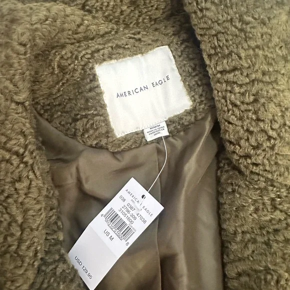 NWT American Eagle Outfitters Olive Teddy Jacket - Picture 3 of 8